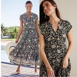 Soft Surroundings Hollis Floral Midi Dress Size Large